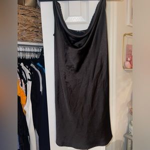 Motel Rocks Pavia Black Satin Cowl neck Mini Dress